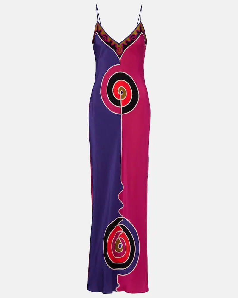 Emilio Pucci Maxikleid aus Crêpe de Chine aus Seide Multicolor