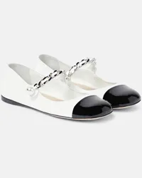 Miu Miu Verzierte Ballerinas aus Leder Weiss