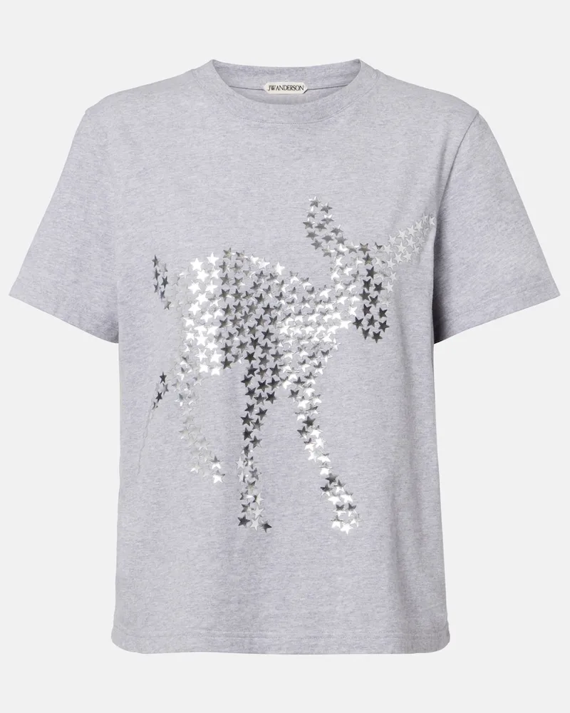 J.W.Anderson Verziertes T-Shirt aus Baumwoll-Jersey Grau