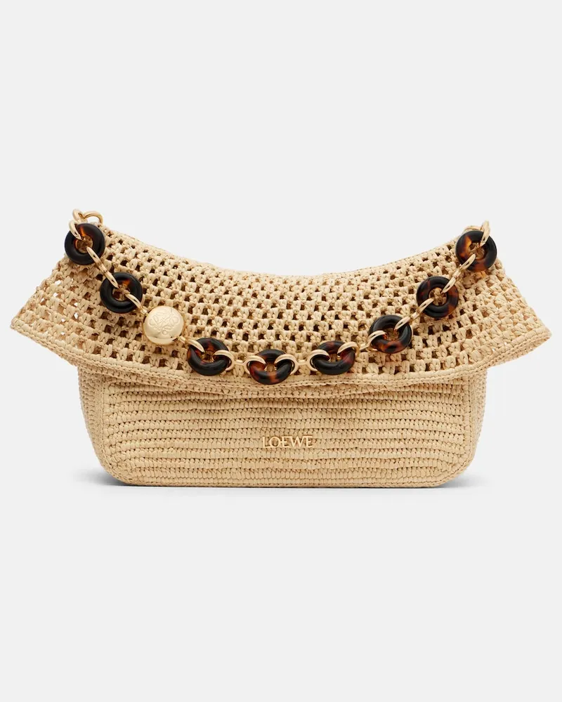 Loewe Paula's Ibiza Schultertasche Ola Medium mit Leder Beige