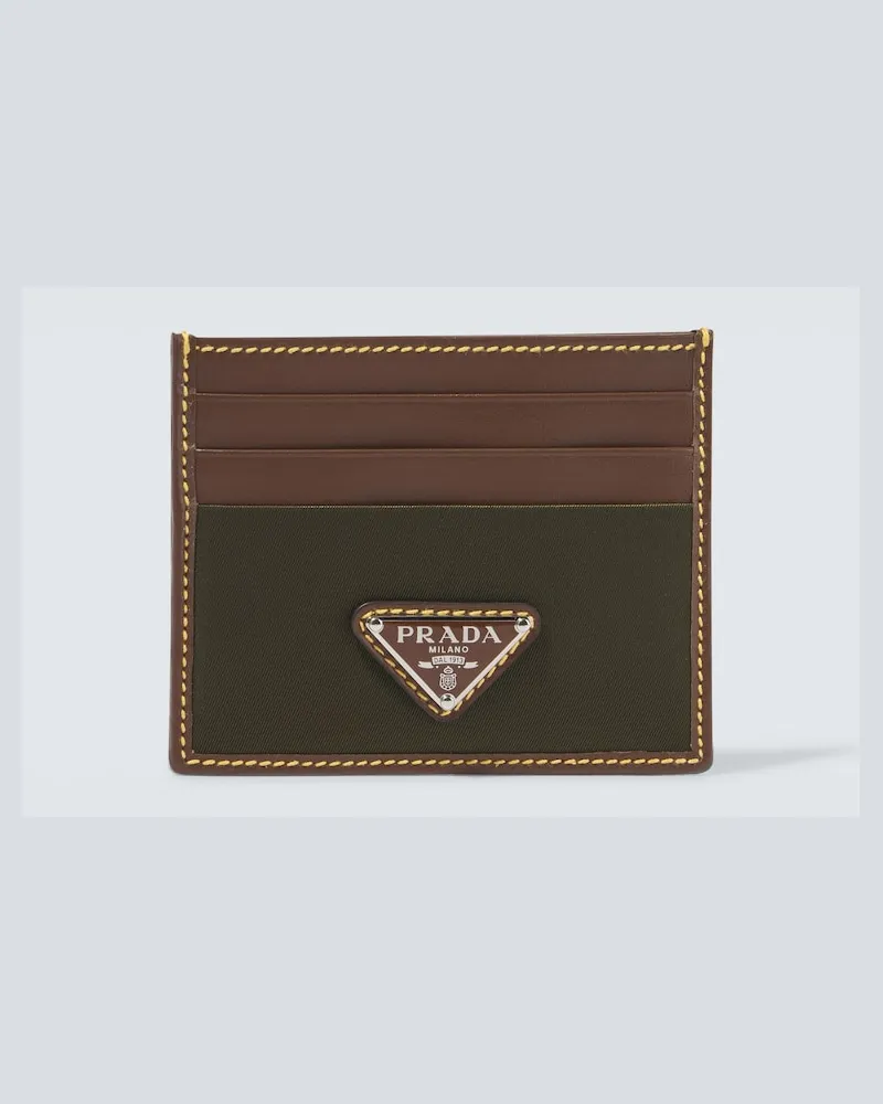Prada Kartenetui aus Re-Nylon mit Leder Braun