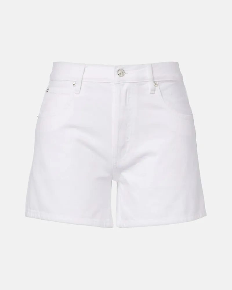 Frame Denim Jeansshorts The Long Hang Weiß