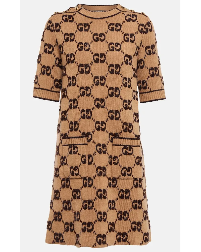 Gucci Minikleid Maxi GG aus Wolle Beige