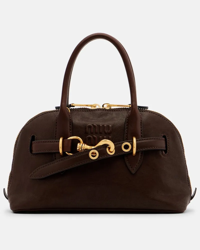 Miu Miu Tote Bag Aventure aus Leder Braun