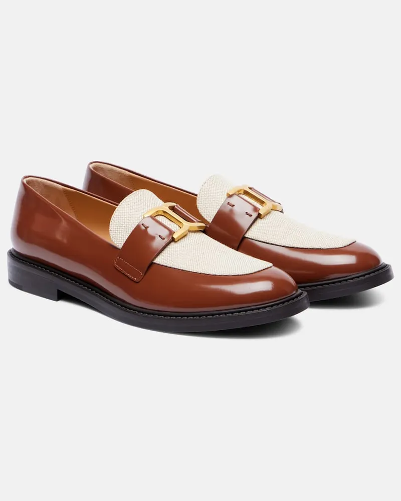 Chloé Chloé Loafers Marcie aus Canvas und Leder Braun