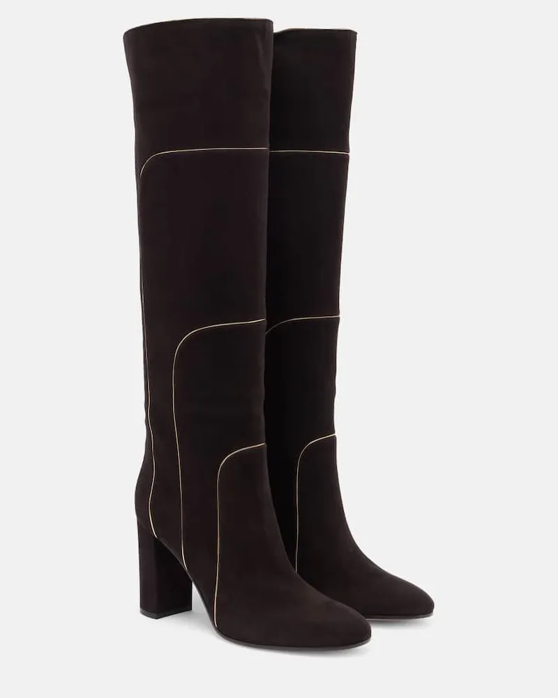 Gianvito Rossi Stiefel 85 aus Veloursleder Braun