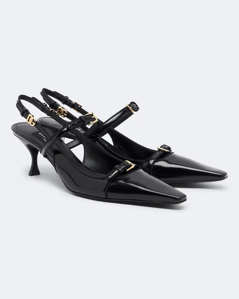 Dolce & Gabbana Slingback-Pumps DG aus Lackleder Schwarz