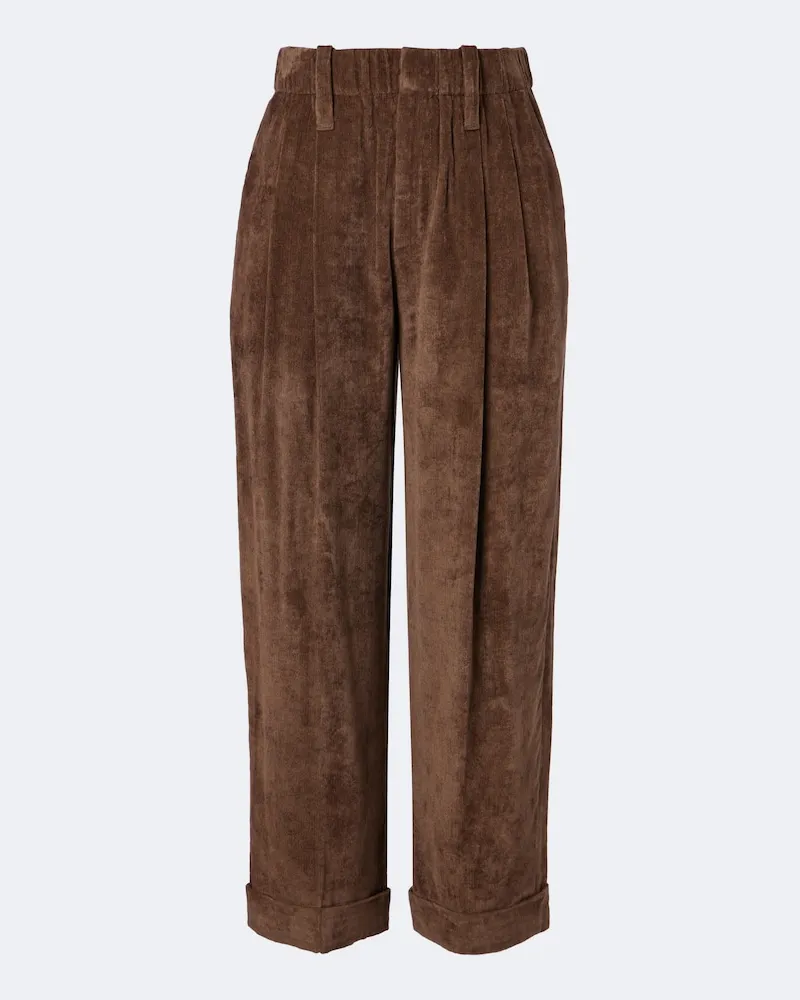 Brunello Cucinelli Gerade Hose aus Samt Braun