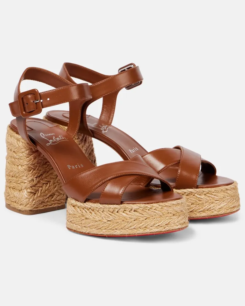 Christian Louboutin Espadrille-Sandalen Calakala 85 aus Leder Braun