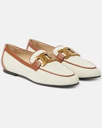 TOD'S Loafers Kate aus Canvas mit Leder Braun