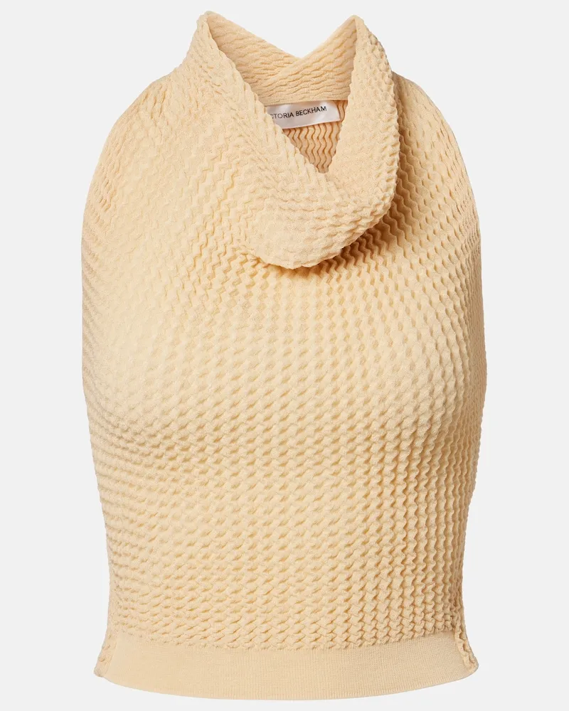 Victoria Beckham Cropped-Top aus einem Baumwollgemisch Beige