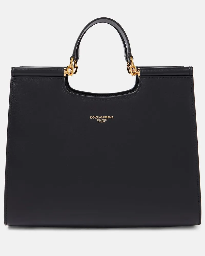 Dolce & Gabbana Tote Bag Sicily Medium aus Leder Schwarz