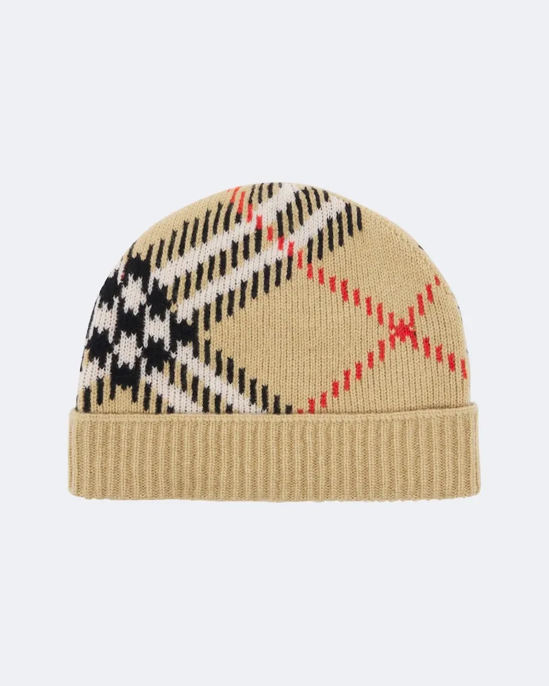 Burberry Mütze Burberry Check aus Strick Beige