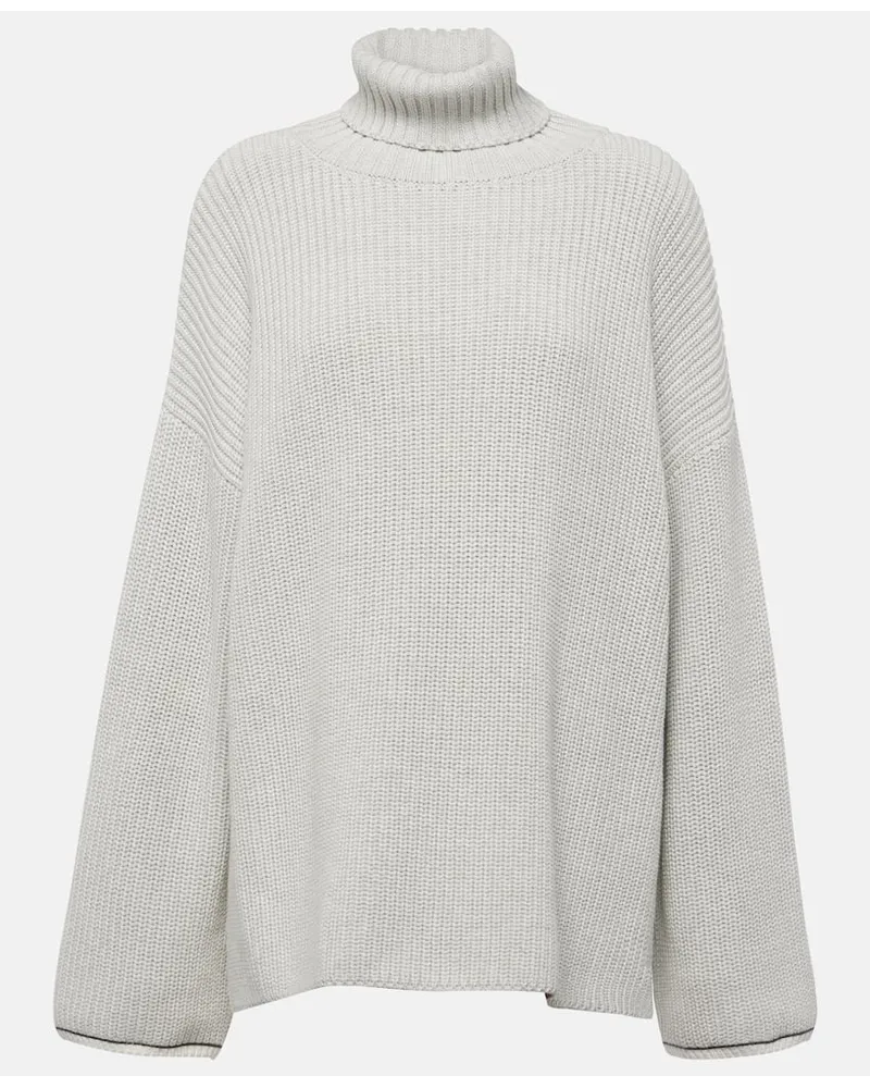 Brunello Cucinelli Rollkragenpullover aus Baumwolle Grau