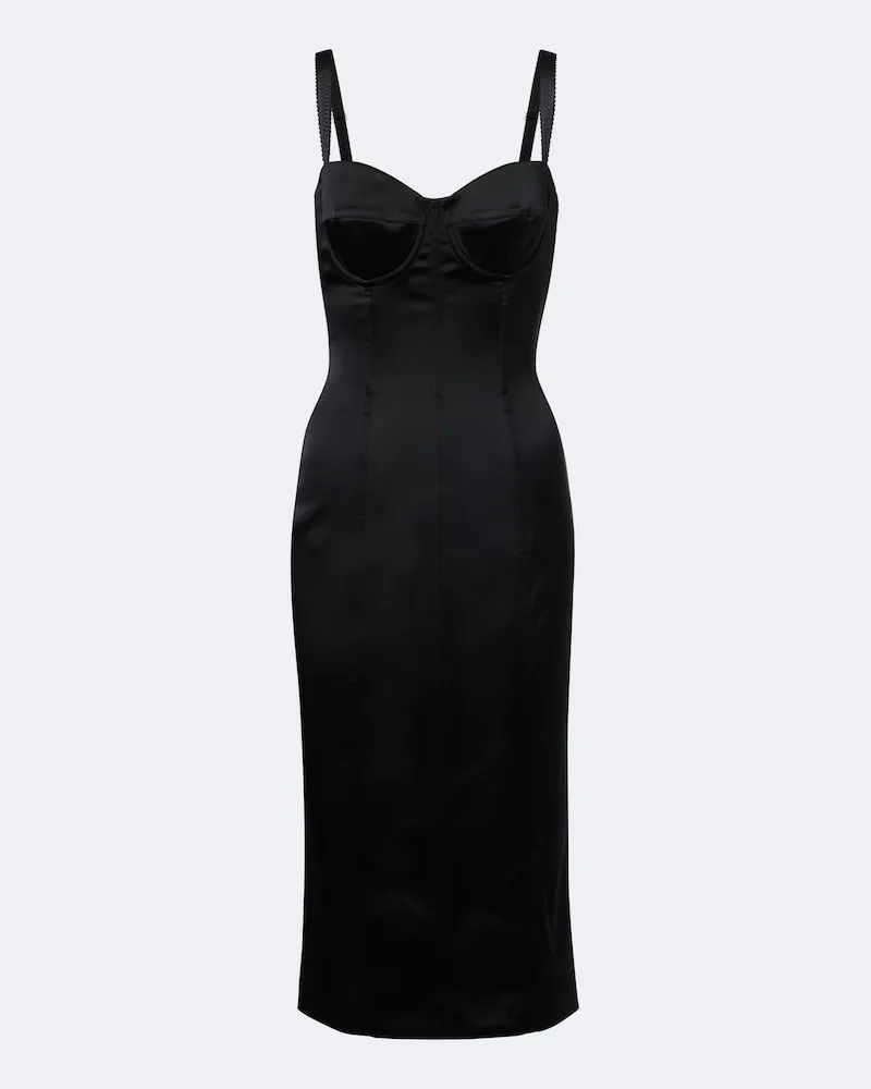 Dolce & Gabbana Midikleid aus Satin Schwarz