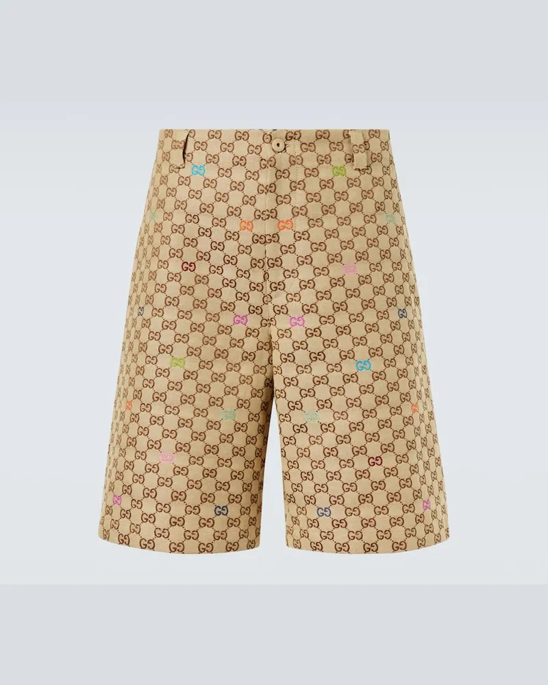 Gucci Shorts GG aus Canvas mit Fil Coupé Beige