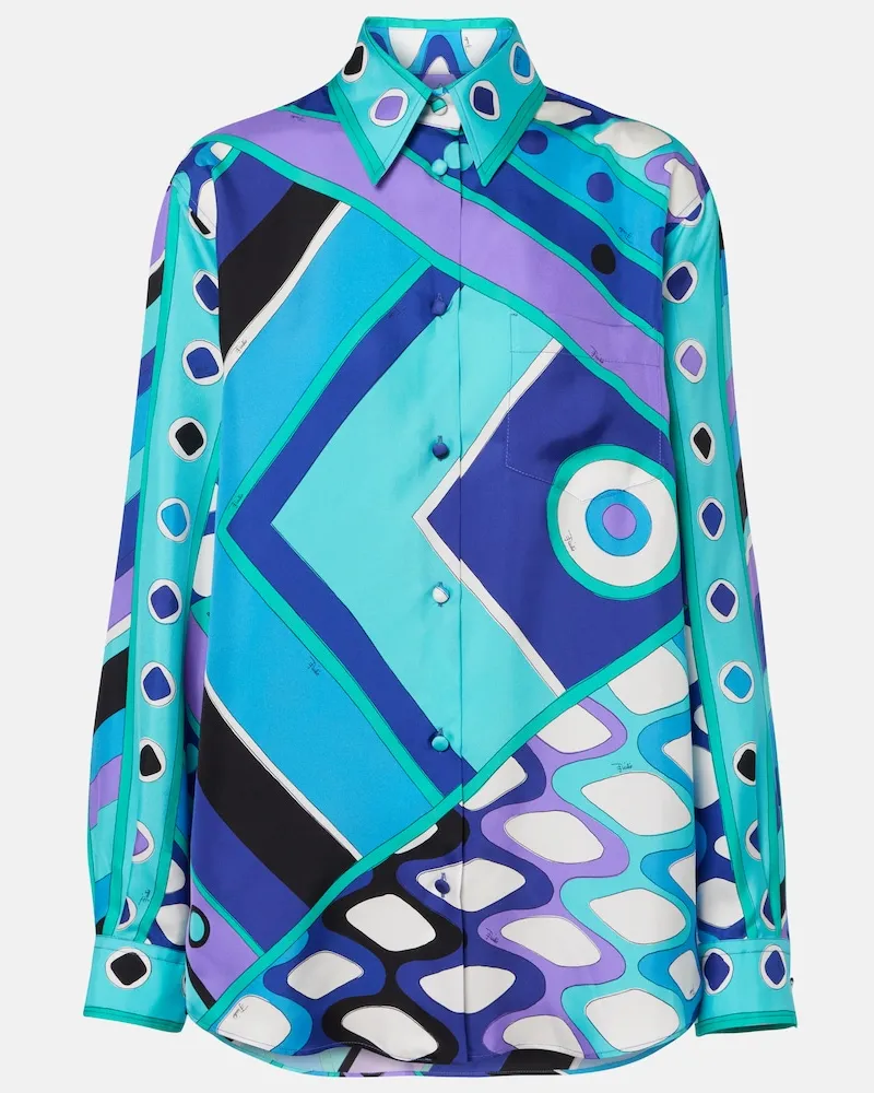 Emilio Pucci Hemd Vivara aus Seiden-Twill Blau