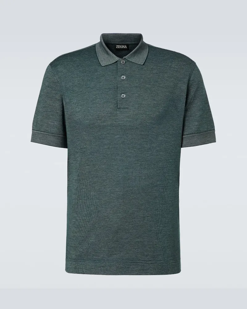 Ermenegildo Zegna Polohemd aus Baumwolle und Seide Grün