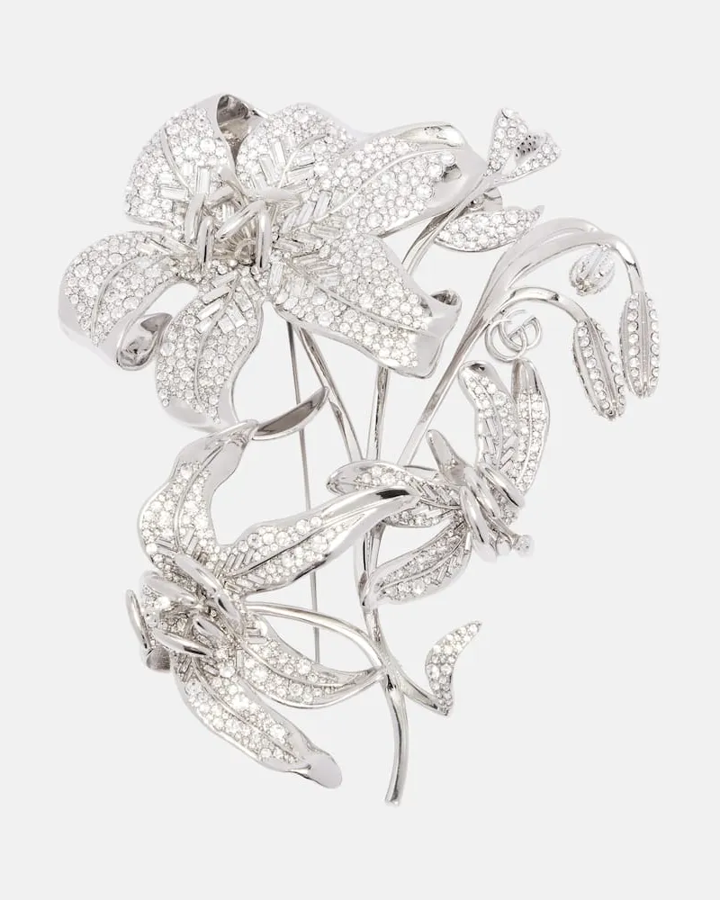 Gucci Brosche mit Kristallen Silber