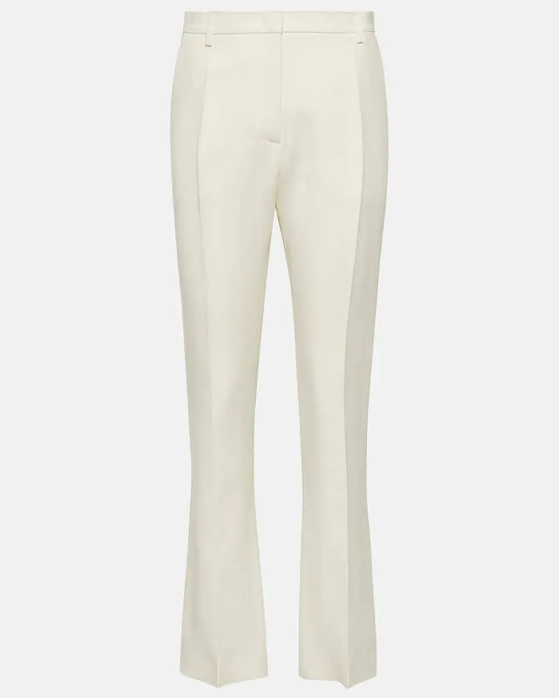 Valentino Garavani High-Rise-Hose aus Wolle und Seide Weiss