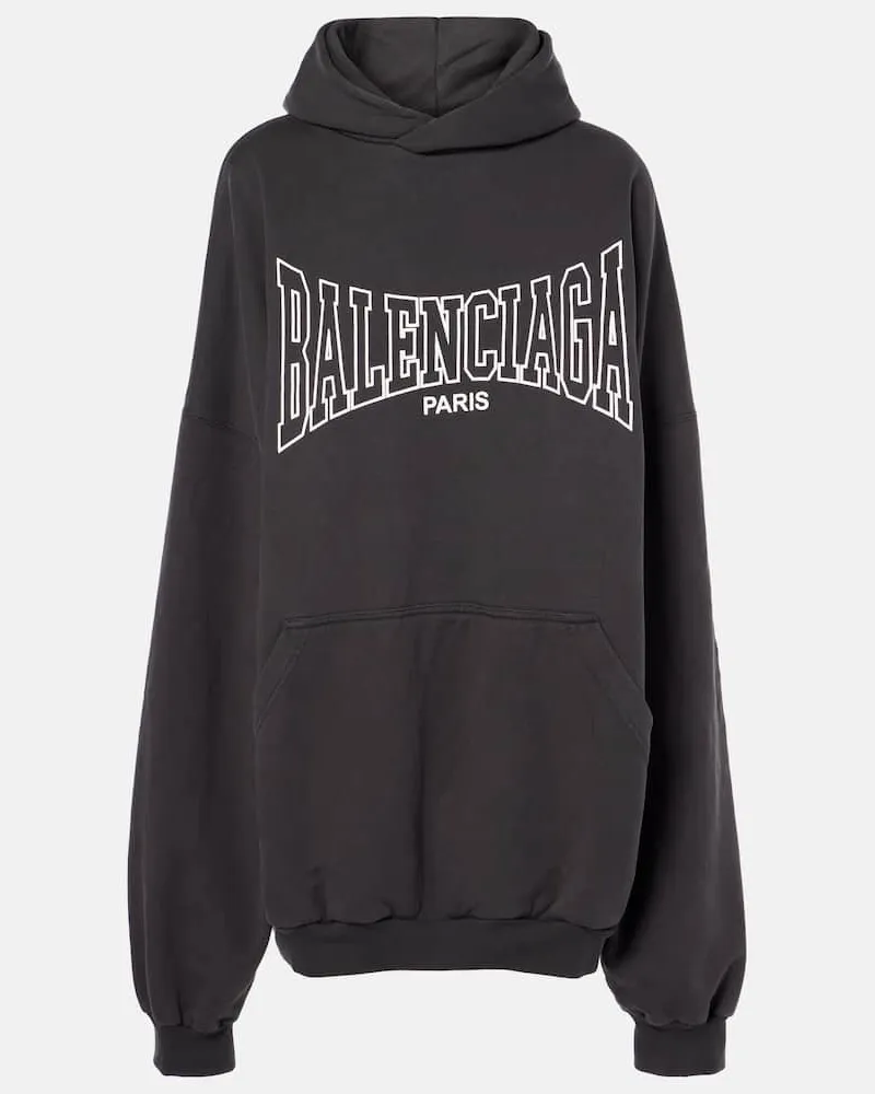 Balenciaga Hoodie aus Baumwoll-Jersey Grau