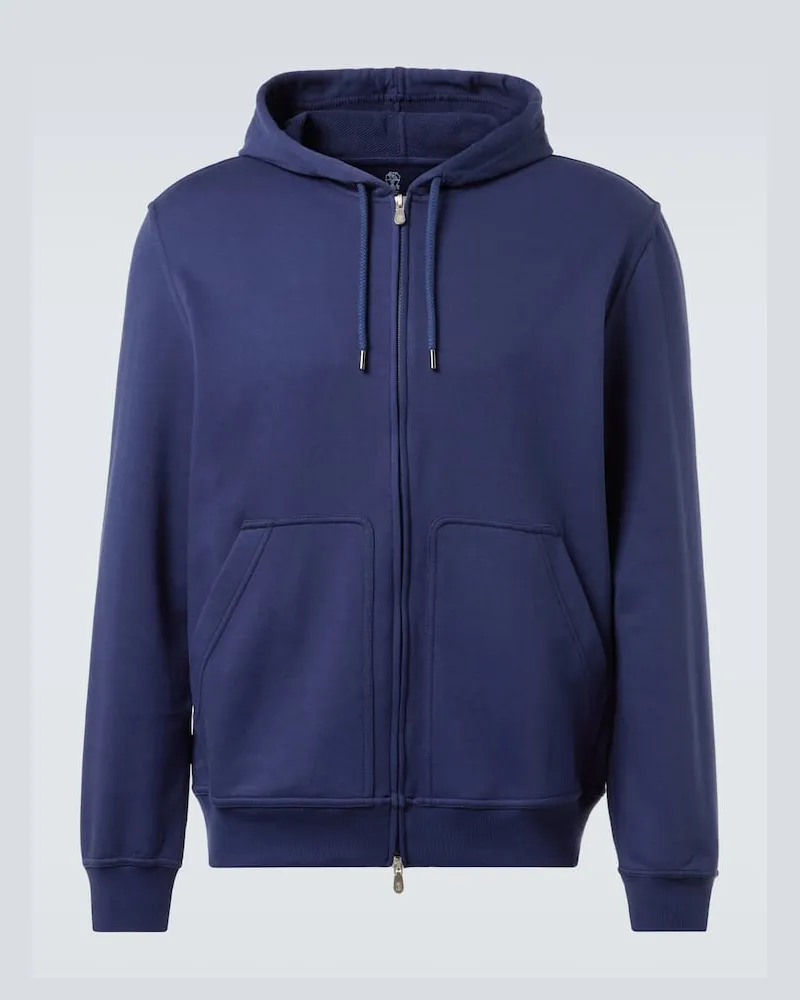 Brunello Cucinelli Kapuzenjacke aus einem Baumwollgemisch Blau