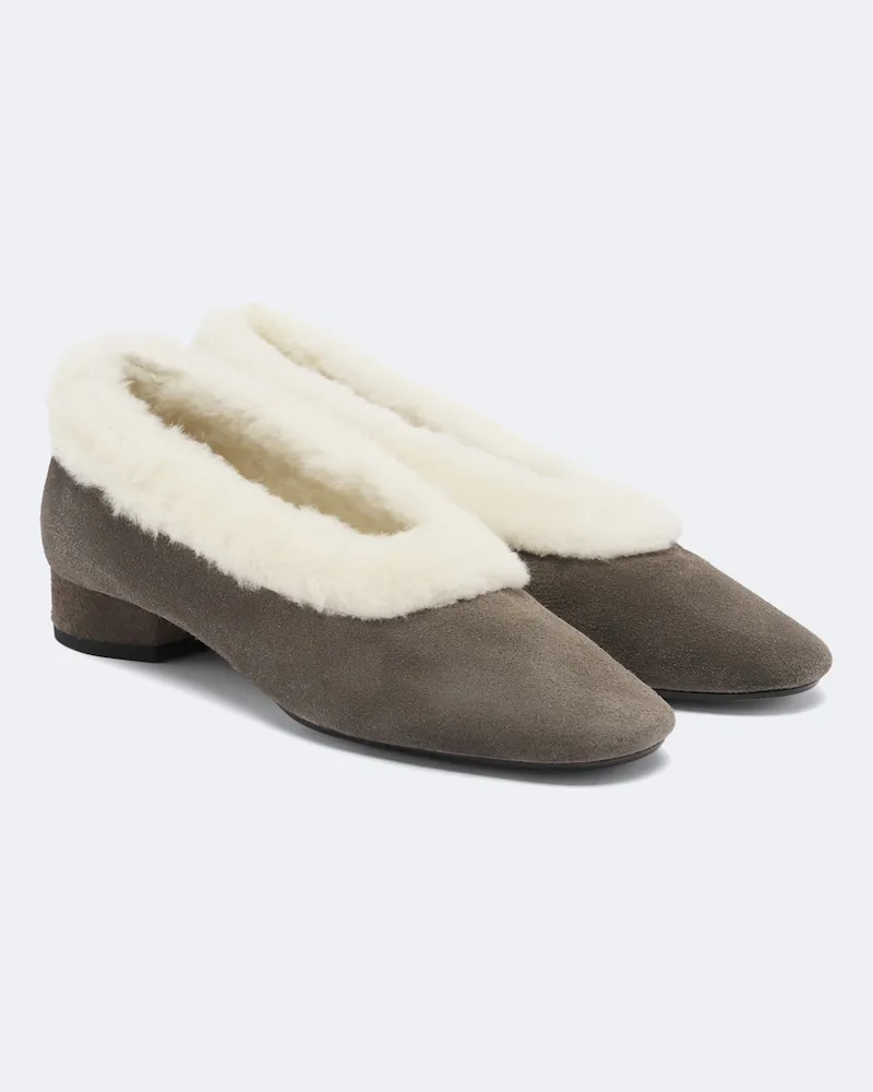 aeyde Ballerinas Delia mit Shearling Grau