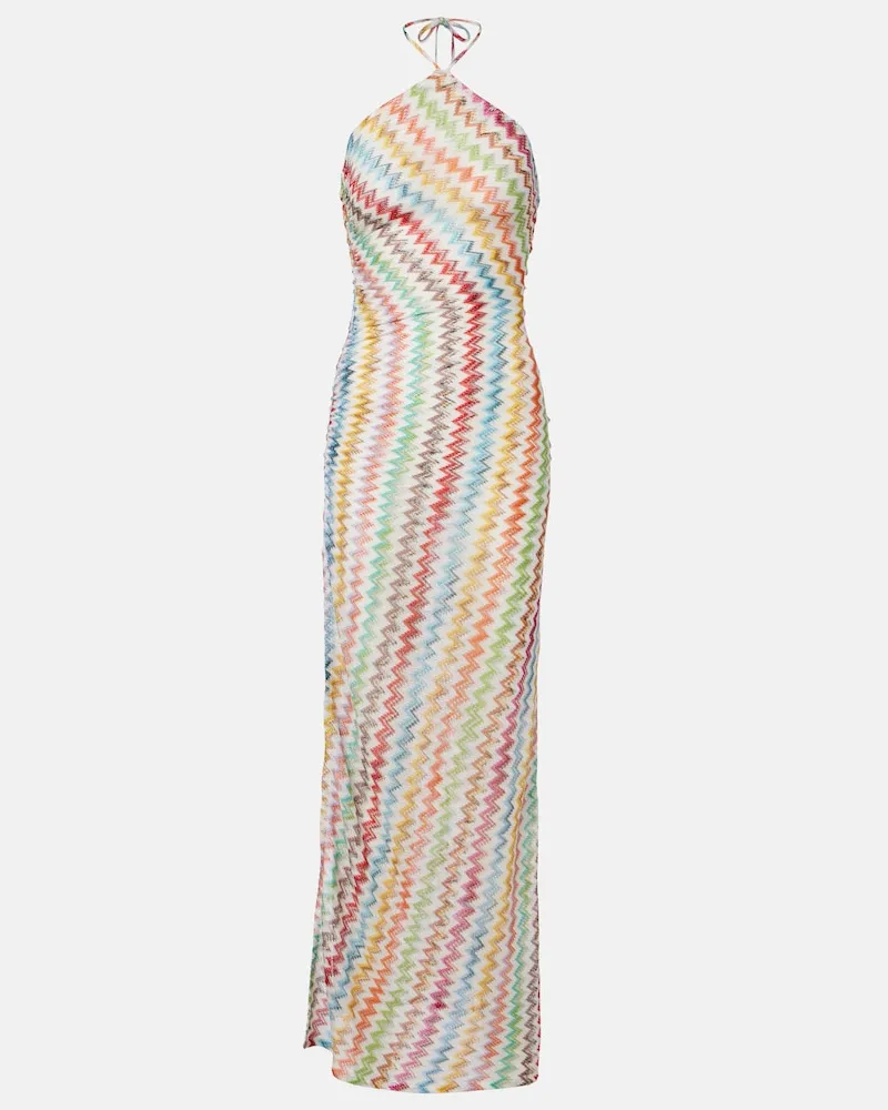 Missoni Maxikleid Zigzag aus Häkelstrick Multicolor