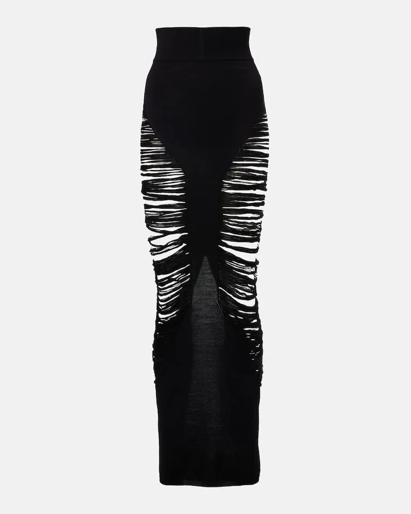 Rick Owens Maxirock Pillar aus Wolle Schwarz