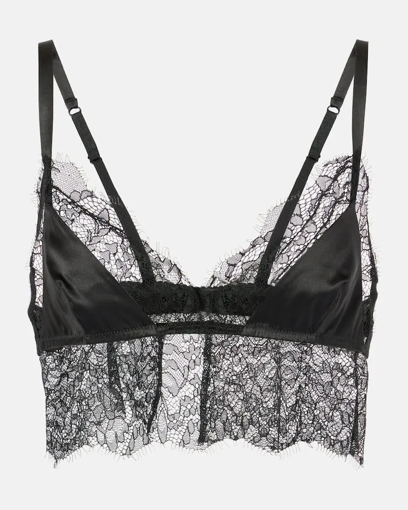 Dolce & Gabbana Bralette aus Satin mit Spitze Schwarz