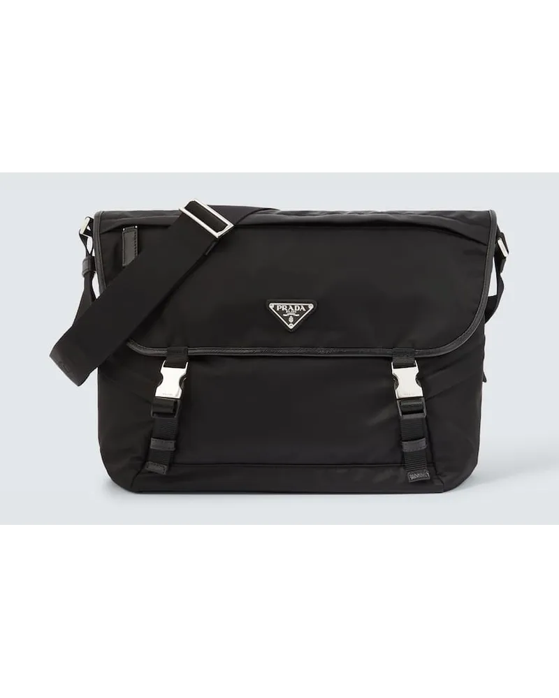 Prada Messenger Bag aus Re-Nylon mit Leder Schwarz