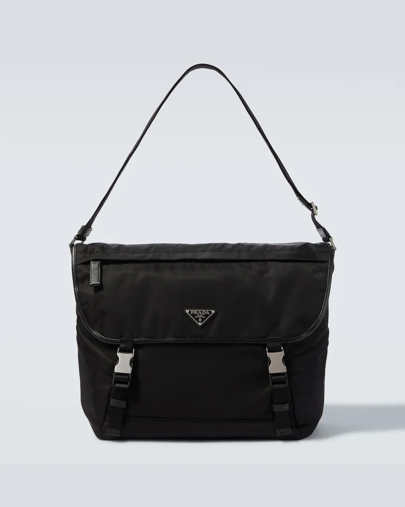 Prada Messenger Bag aus Re-Nylon mit Leder Schwarz