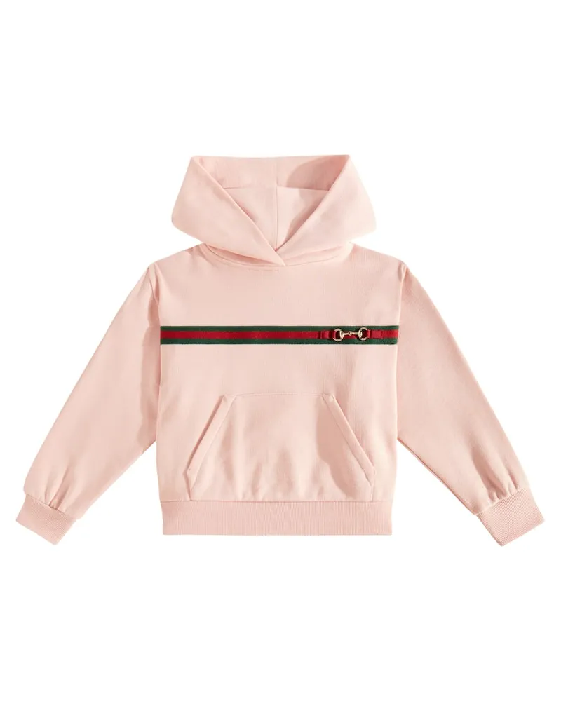 Gucci Hoodie Web Horsebit aus Baumwolle Pink