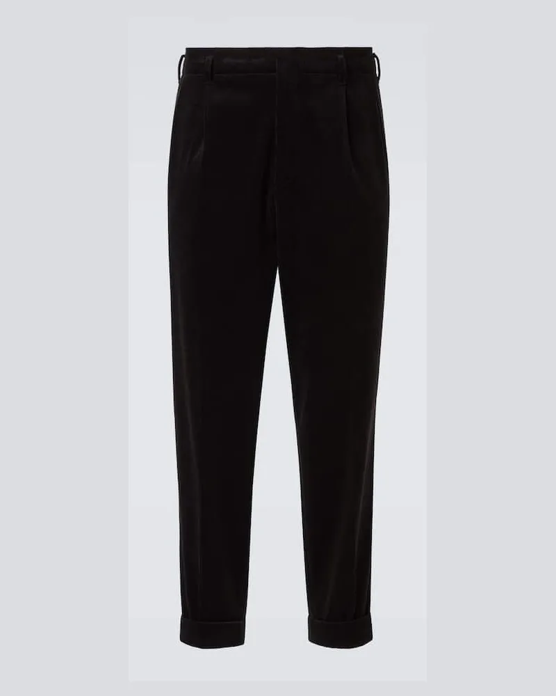 Brunello Cucinelli Gerade Hose aus Cord Schwarz