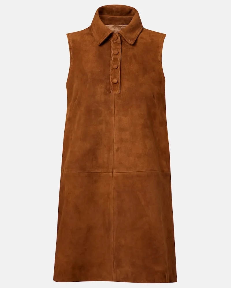 Frame Denim Minikleid The Suede City aus Veloursleder Braun