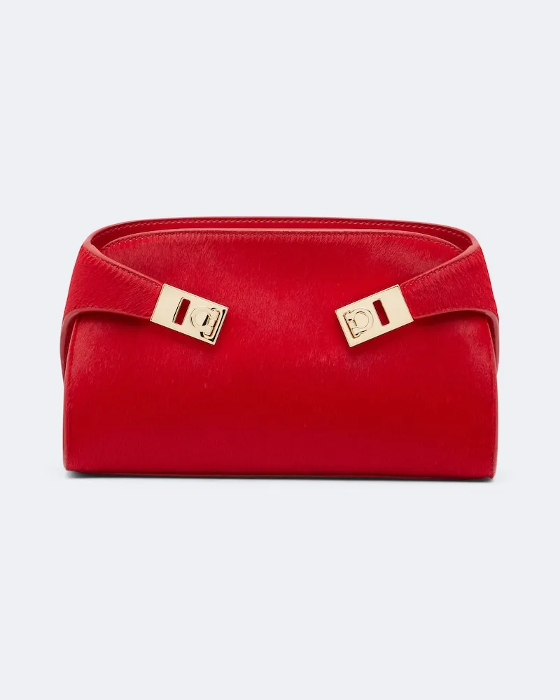 Ferragamo Clutch Hug Small aus Leder Rot