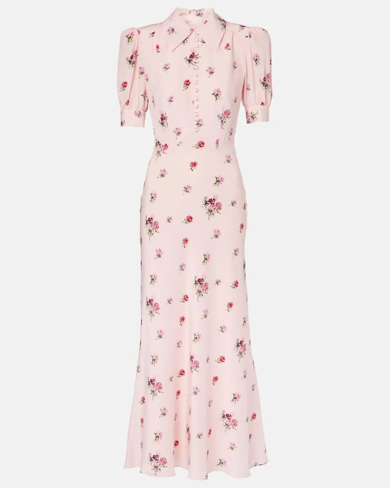 Alessandra Rich Verziertes Midikleid aus Seide Pink