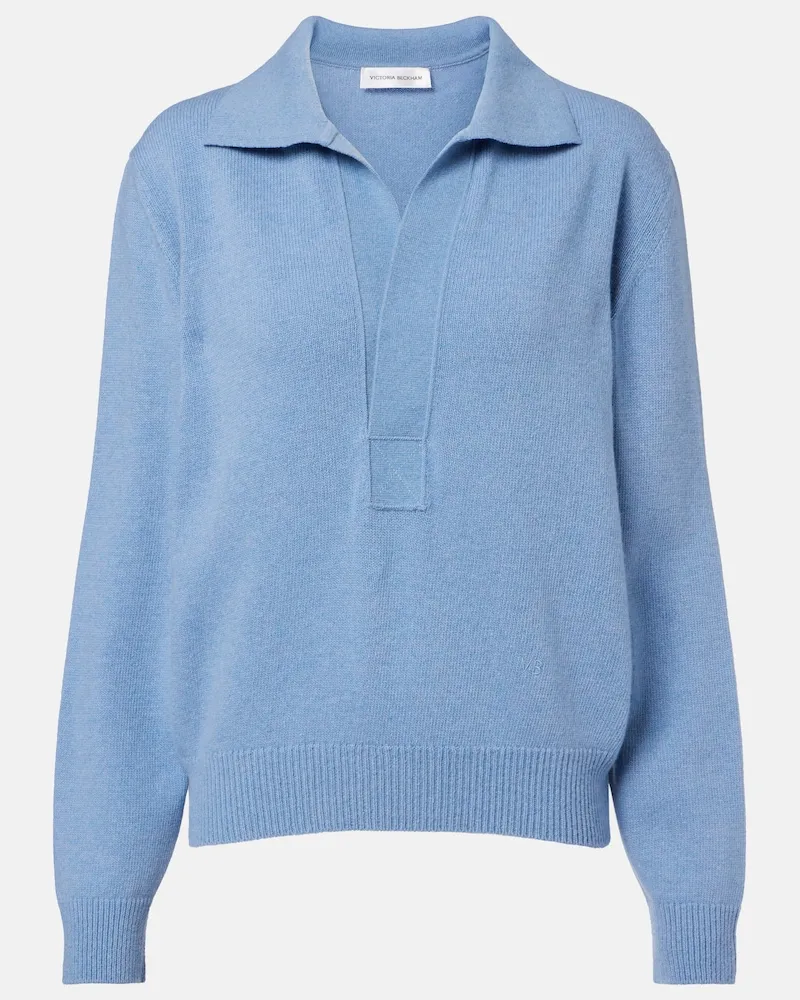 Victoria Beckham Polopullover Genevieve aus Wolle und Kaschmir Blau