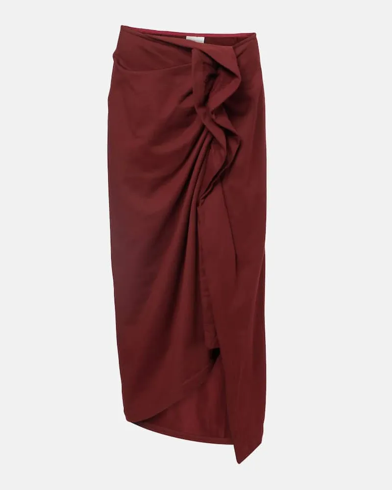 Dries van Noten Midirock aus Baumwolle Burgunderrot