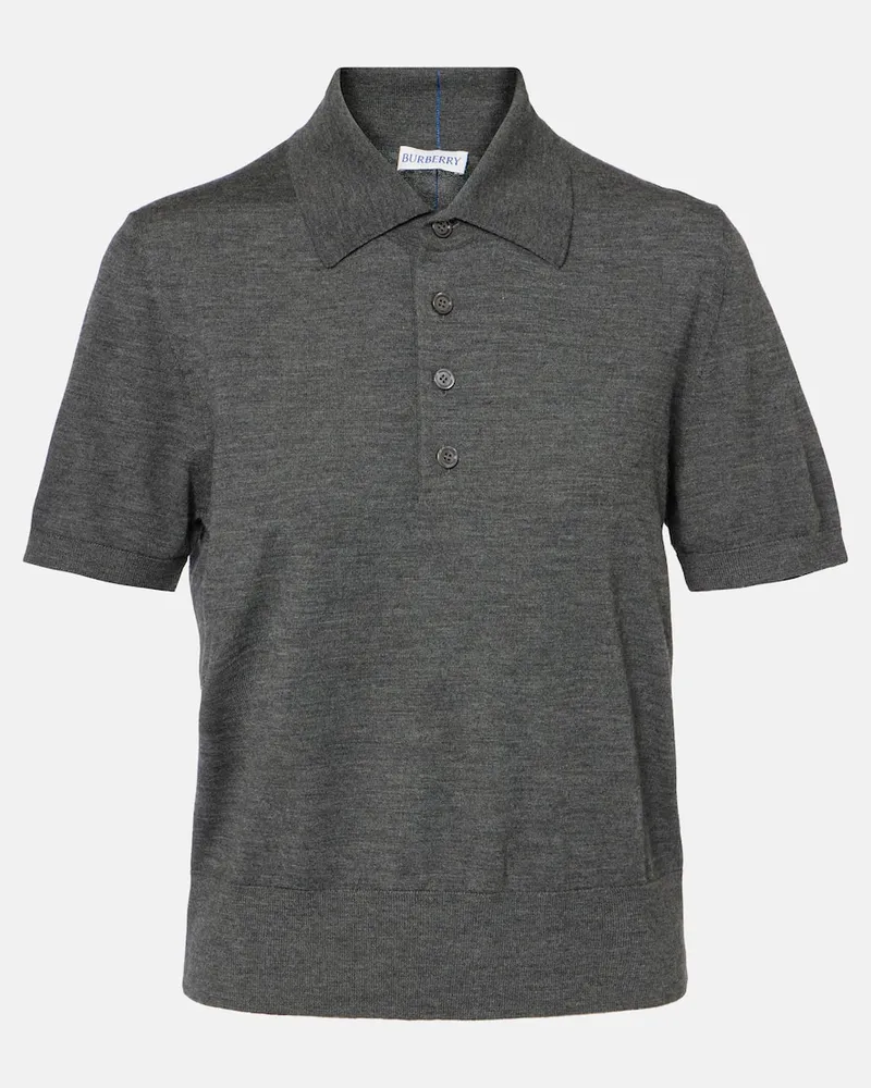 Burberry Polohemd aus Wolle Grau