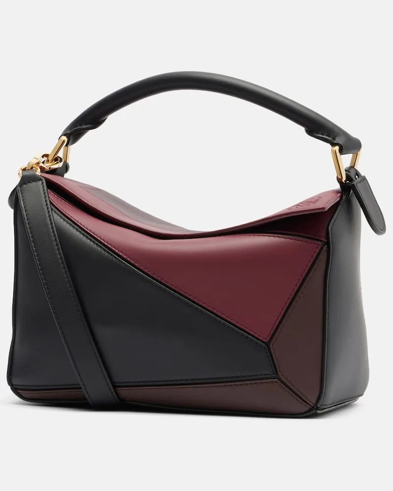 Loewe Tote Bas Puzzle Square Small aus Leder Schwarz
