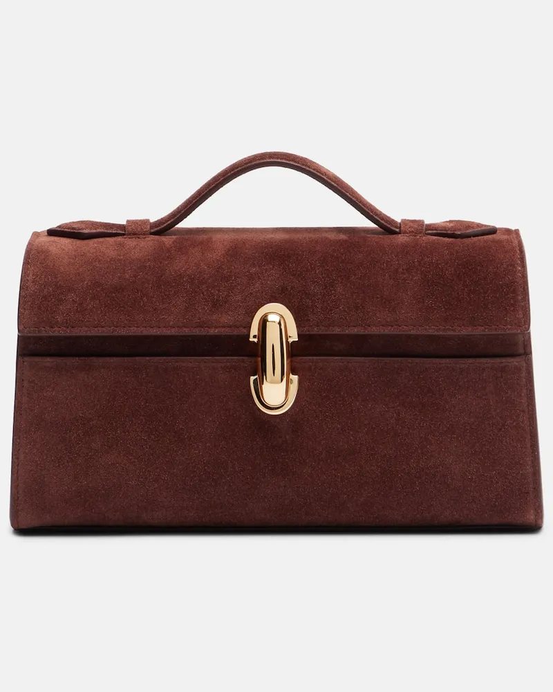 SAVETTE Tote Bag Symmetry aus Veloursleder Braun