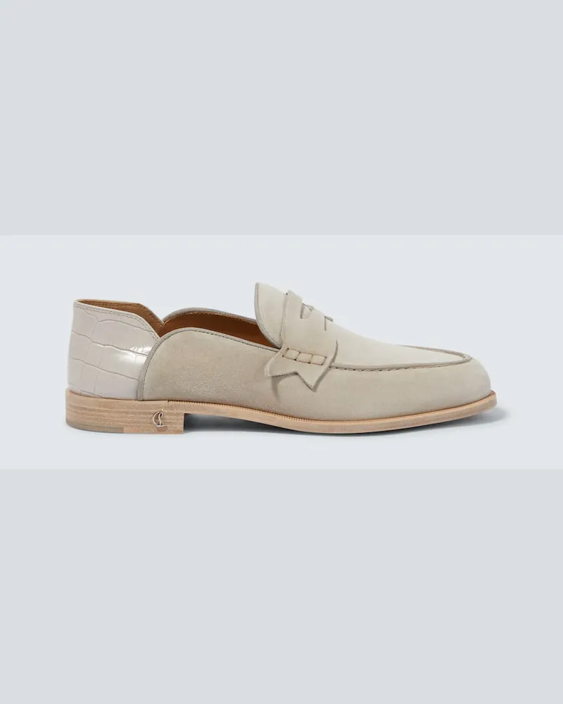 Christian Louboutin Loafers Penny No Back aus Veloursleder Neutral
