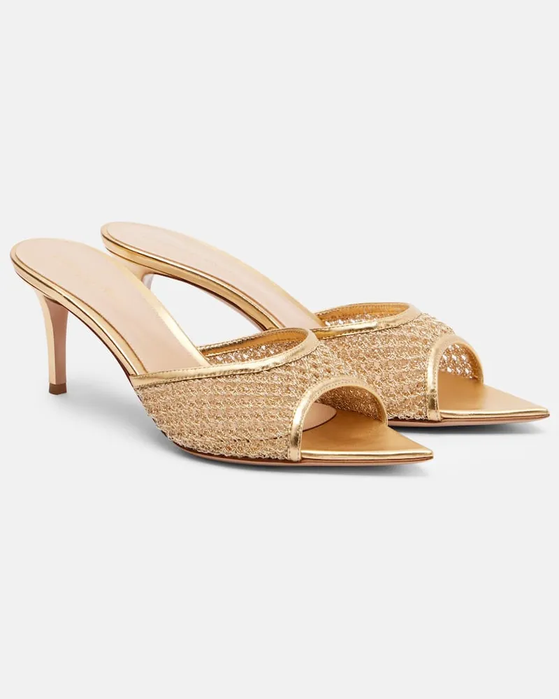 Gianvito Rossi Pantoletten Sienna 70 mit Metallic-Leder Gold
