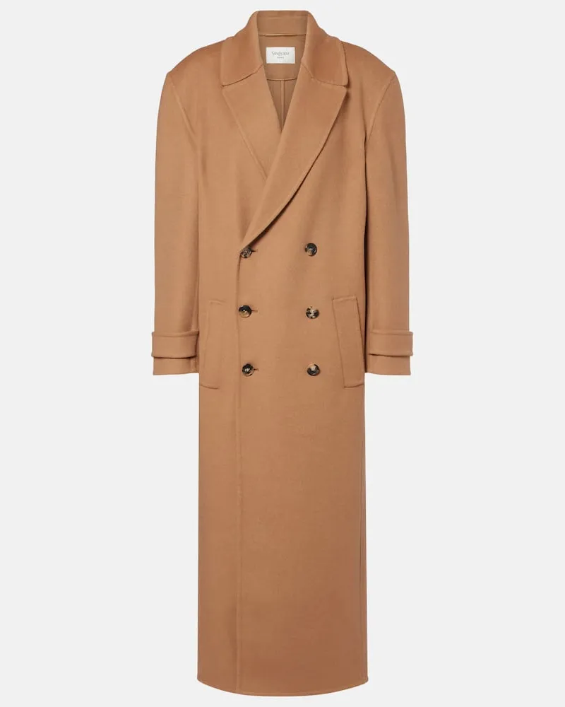 Saint Laurent Mantel aus Kaschmir und Wolle Beige