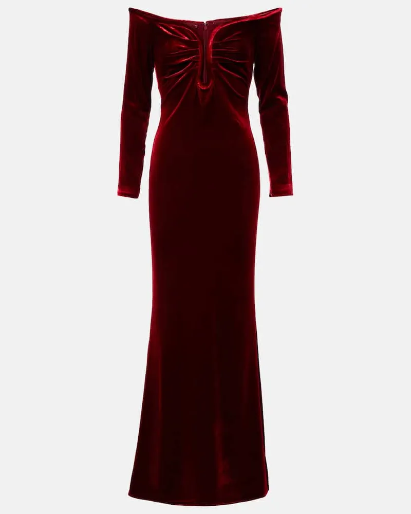 Roland Mouret Off-Shoulder-Robe aus Samt Rot