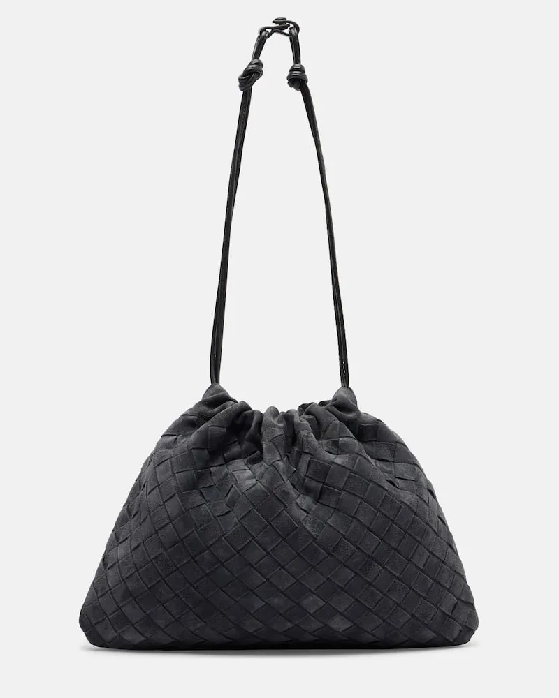Bottega Veneta Etui Dustbag Small aus Veloursleder Grau