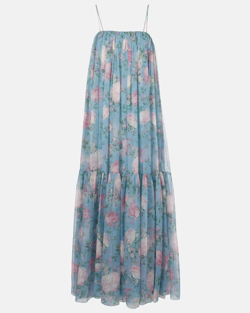 Chloé Chloé Maxikleid aus Seidenmusselin Blau