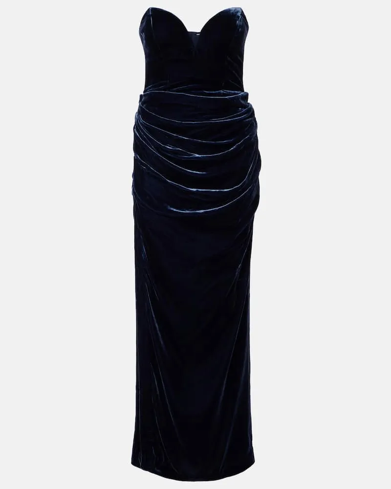 ROTATE Birger Christensen Robe Vilma aus Samt Blau