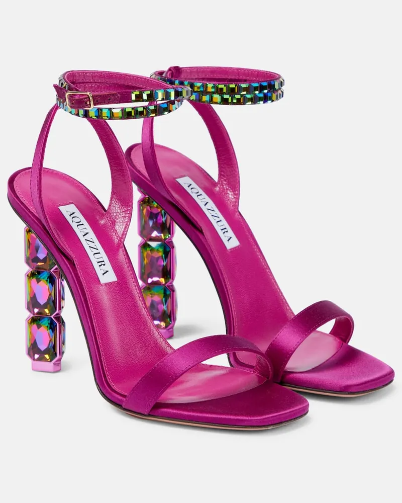 Aquazzura Verzierte Sandalen Aura aus Satin Rosa
